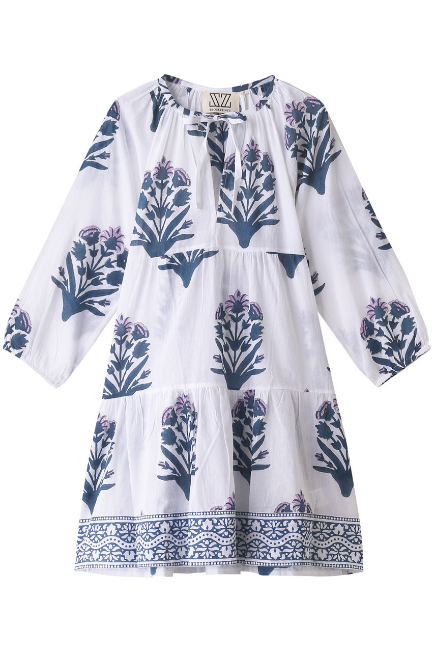  SZ Blockprints PRIYA DRESS PALLADIO GARDEN ティアードチュニックワンピース (ホワイト S) エスゼット ブロックプリント ELLE SHOP