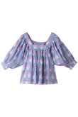 VITI TOP MUGHAL ON STRIPES パフスリーブフレアブラウス