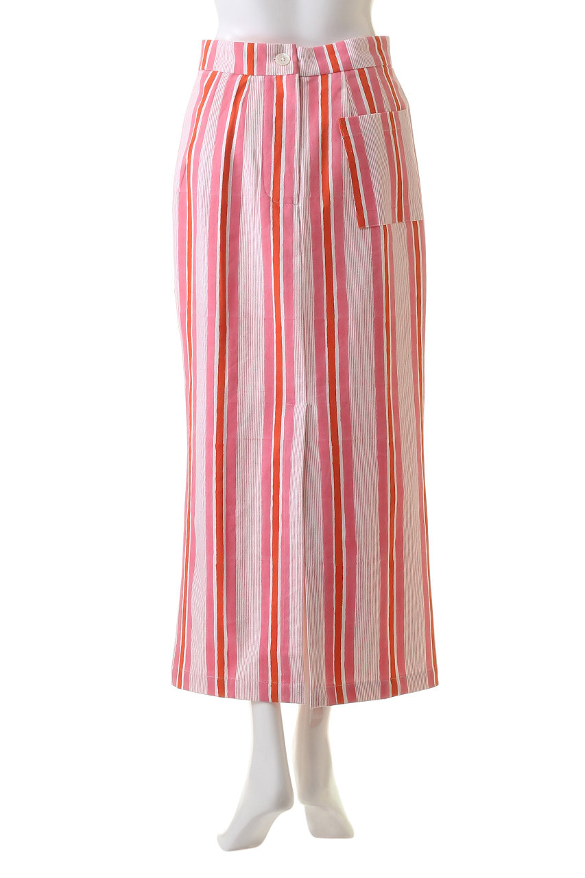 SZ Blockprints(エスゼット ブロックプリント)｜【日本別注】CANVAS SKIRT SEASIDE STRIPE キャンバススカート/ピンク  の通販｜ELLESHOP・(エル・ショップ)