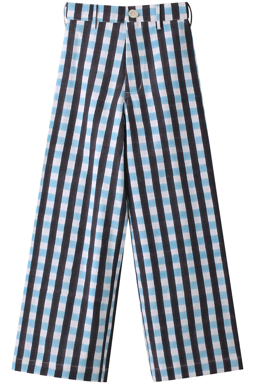 エスゼット ブロックプリント/SZ BlockprintsのDISCO PANTS GINGHAM ワイドパンツ(ネイビー/4010600135)