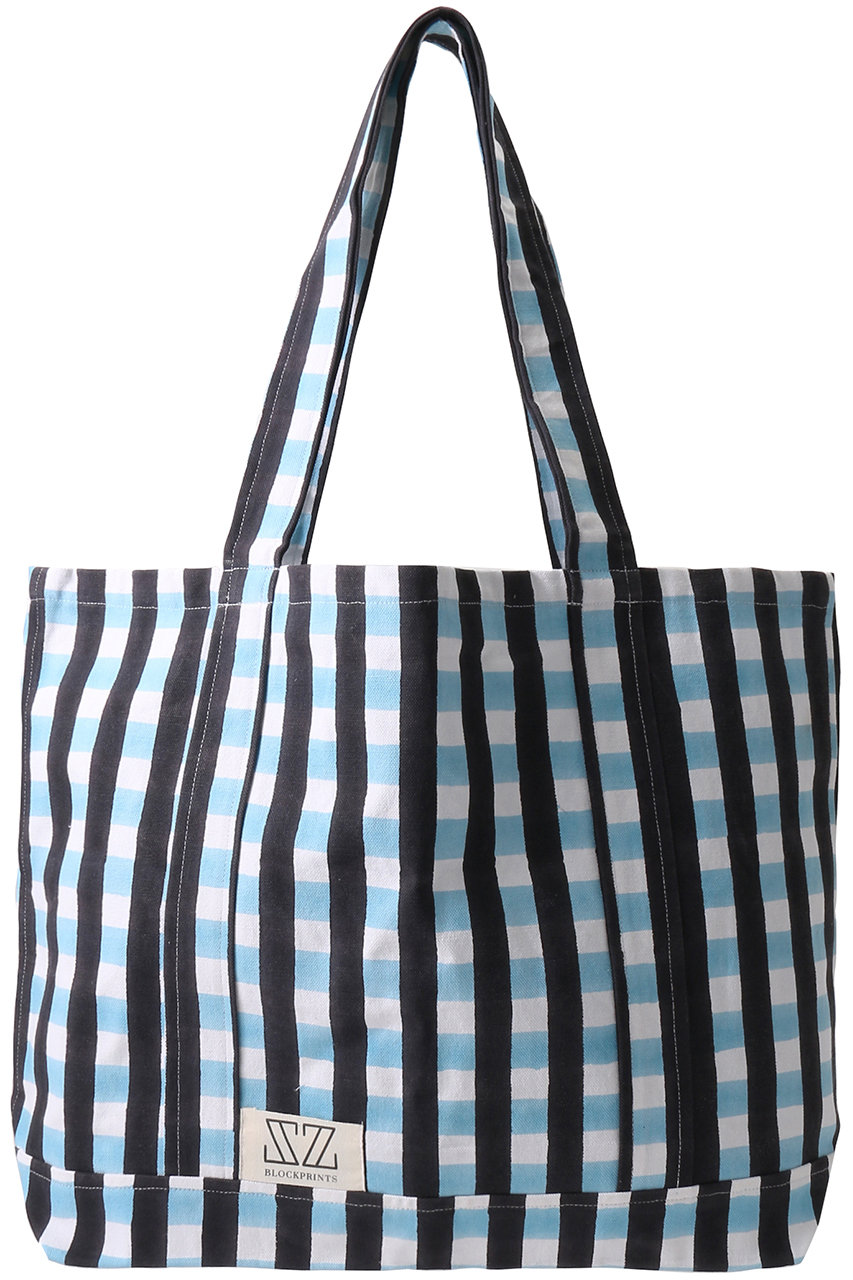 SZ Blockprints(エスゼット ブロックプリント)｜【日本別注】GINGHAM コットンスモールトートバッグ/ネイビー  の通販｜ELLESHOP・(エル・ショップ)