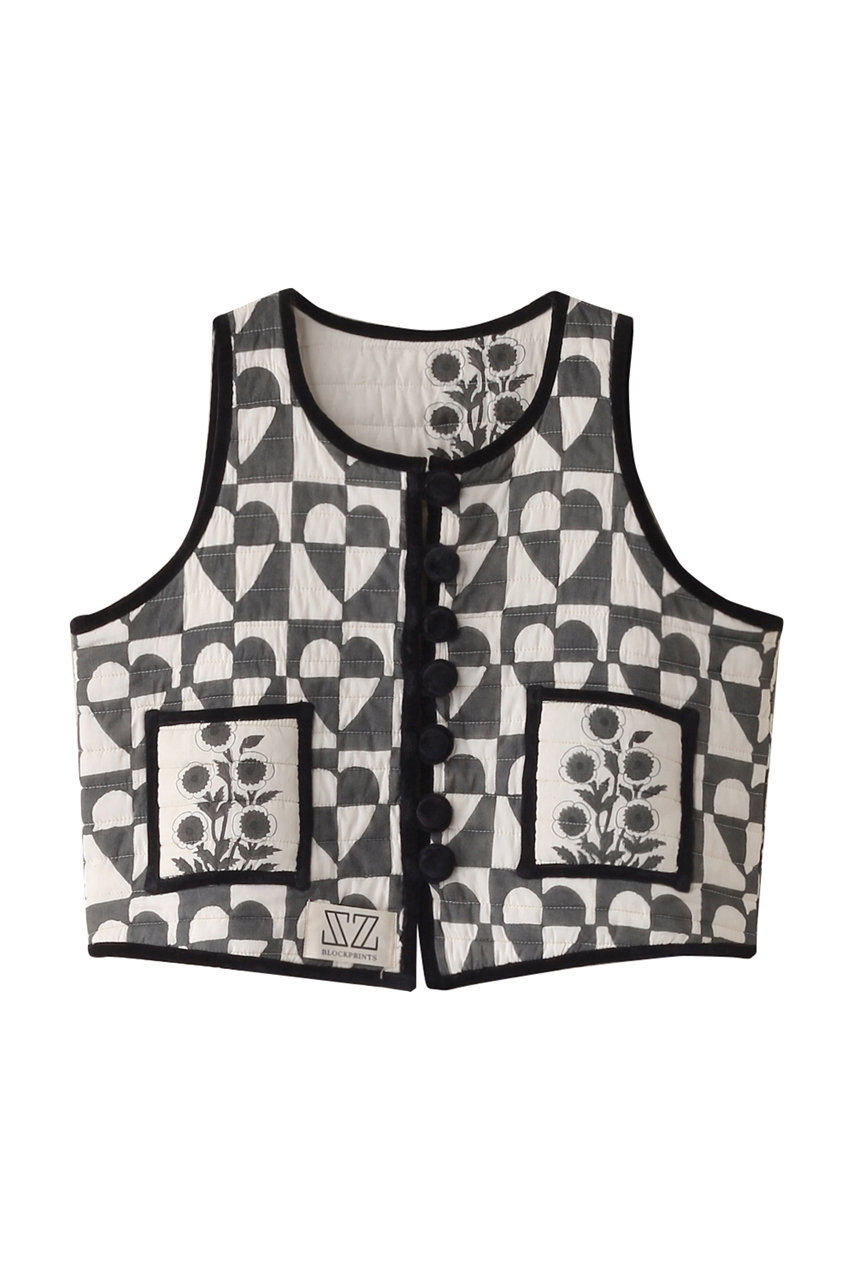 エスゼット ブロックプリント/SZ BlockprintsのQUILTED VEST HEART COOKIE キルティングベスト(ブラック/4010400068)