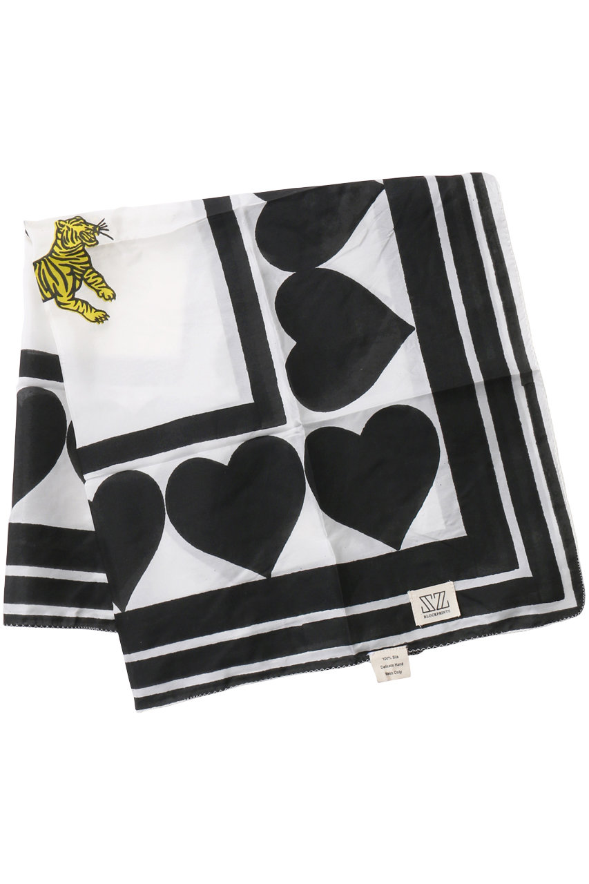 エスゼット ブロックプリント/SZ BlockprintsのSILK SCARF HEART シルクスカーフ(ブラック/4011000030)