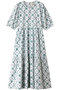 GAIA DRESS CHAKRI ティアードワンピース エスゼット ブロックプリント/SZ Blockprints ライトブルー