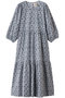 ORTI DRESS DITSY ティアードワンピース エスゼット ブロックプリント/SZ BLOCKPRINTS ネイビー