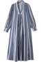 LEO DRESS SEASIDE STRIPE Vネックワンピース エスゼット ブロックプリント/SZ BLOCKPRINTS インディゴ
