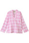 DOUCE TOP WEAVE スキッパープルオーバーシャツ エスゼット ブロックプリント/SZ BLOCKPRINTS ピンク
