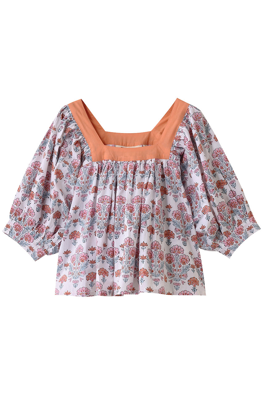 SZ Blockprints VITI TOP GERANIUM スクエアネックブラウス (レッド, S) エスゼット ブロックプリント ELLE SHOP SZ Blockprints VITI TOP GERANIUM スクエアネックブラウス (レッド, S) エスゼット ブロックプリント ELLE SHOP