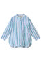 GURU TOP THICK STRIPE ノーカラーシャツ エスゼット ブロックプリント/SZ BLOCKPRINTS ライトブルー