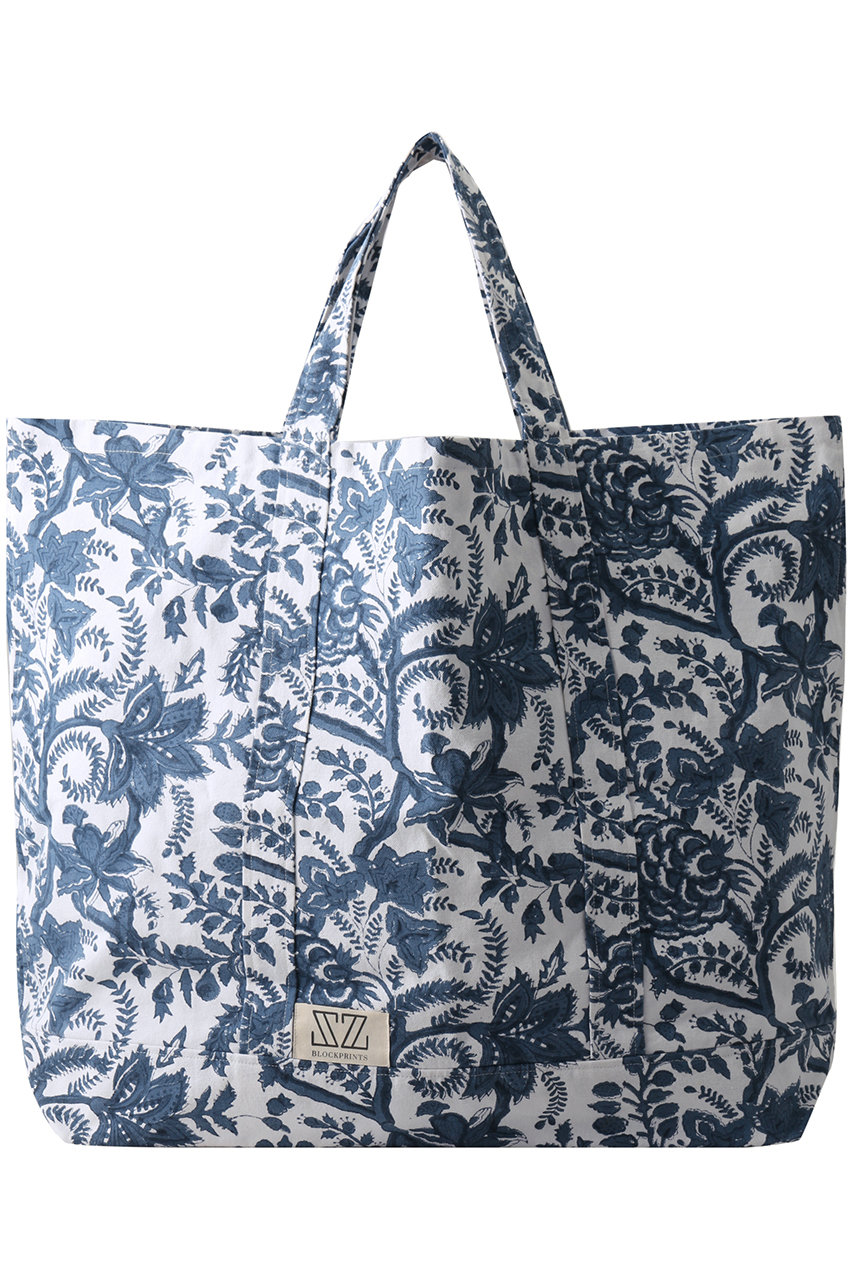 SZ Blockprints BIG PHOOL コットンオーバーサイズトートバッグ (インディゴ, F) エスゼット ブロックプリント ELLE SHOP SZ Blockprints BIG PHOOL コットンオーバーサイズトートバッグ (インディゴ, F) エスゼット ブロックプリント ELLE SHOP