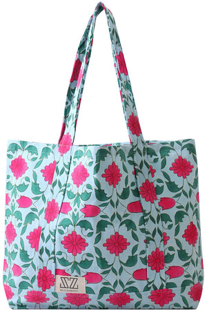 SZ BLOCKPRINTS Small Tote トートバッグ 花柄 Flower SZ Blockprints|エスゼット ブロックプリントのトートバッグ