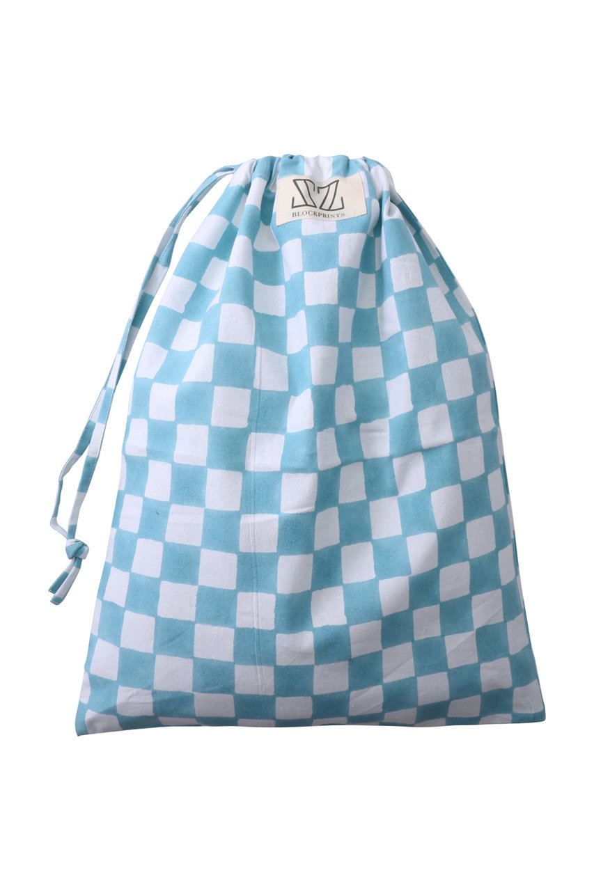 SZ Blockprints LAUNDRY BAG トラベルポーチ MIDDLE (ライトブルー(CHECK), F) エスゼット ブロックプリント ELLE SHOP SZ Blockprints LAUNDRY BAG トラベルポーチ MIDDLE (ライトブルー(CHECK), F) エスゼット ブロックプリント ELLE SHOP
