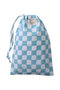 LAUNDRY BAG トラベルポーチ SMALL エスゼット ブロックプリント/SZ BLOCKPRINTS ライトブルー（CHECK）