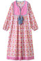 KITTY DRESS ESSA タッセル付きコットンドレス エスゼット ブロックプリント/SZ BLOCKPRINTS ピンク