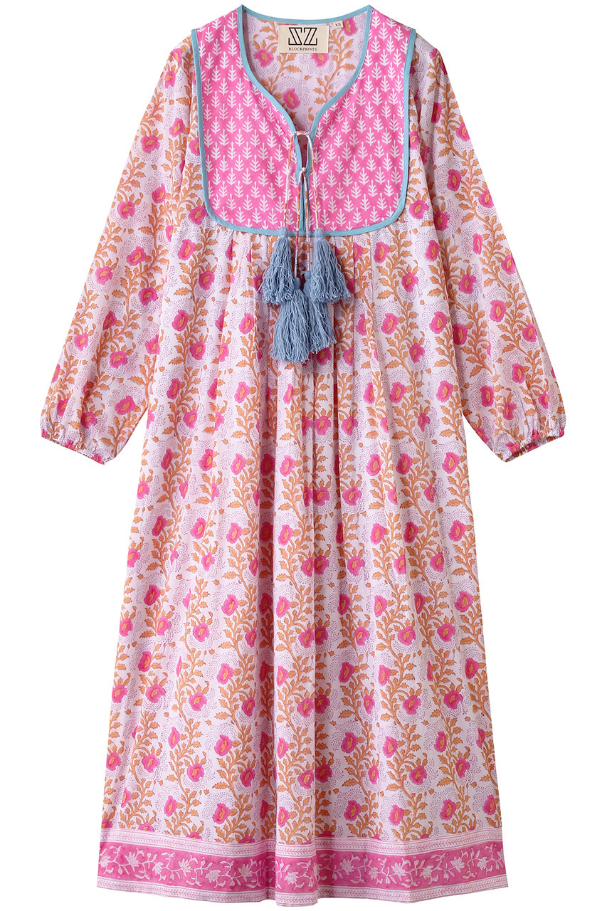 SZ Blockprints KITTY DRESS ESSA タッセル付きコットンドレス (ピンク, XS) エスゼット ブロックプリント ELLE SHOP SZ Blockprints KITTY DRESS ESSA タッセル付きコットンドレス (ピンク, XS) エスゼット ブロックプリント ELLE SHOP