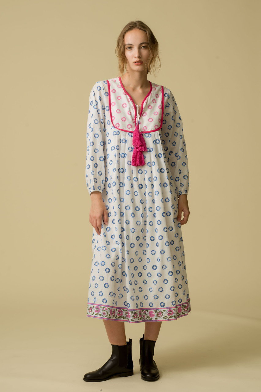 szblockprints kity dress ワンピース ブルー コットン szblockprints kity dress ワンピース ブルー コットン szblockprints