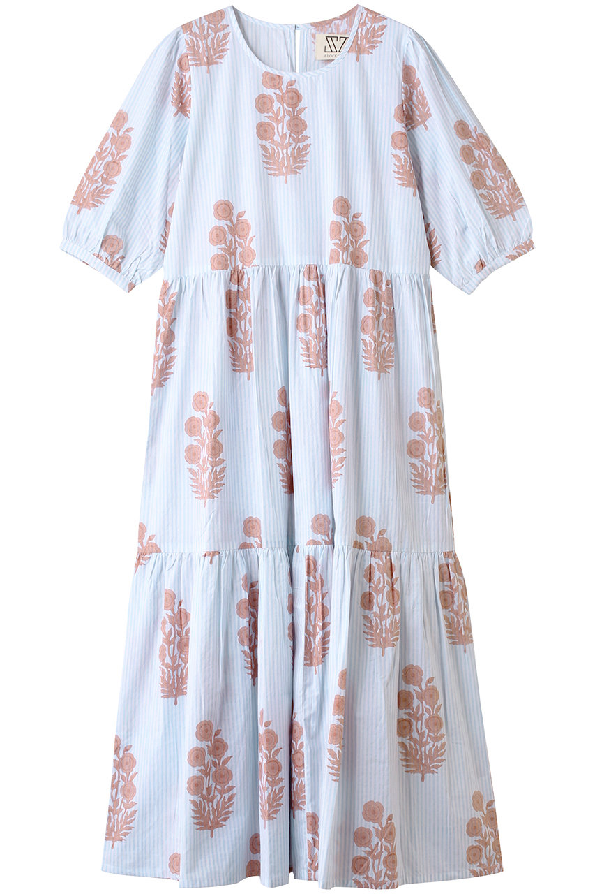 SZ Blockprints GAIA DRESS POPPY ON THIN STRIPE ティアードドレス (ライトブルー, XS) エスゼット ブロックプリント ELLE SHOP SZ Blockprints GAIA DRESS POPPY ON THIN STRIPE ティアードドレス (ライトブルー, XS) エスゼット ブロックプリント ELLE SHOP