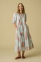 GAIA DRESS POPPY ON THIN STRIPE ティアードドレス エスゼット ブロックプリント/SZ BLOCKPRINTS