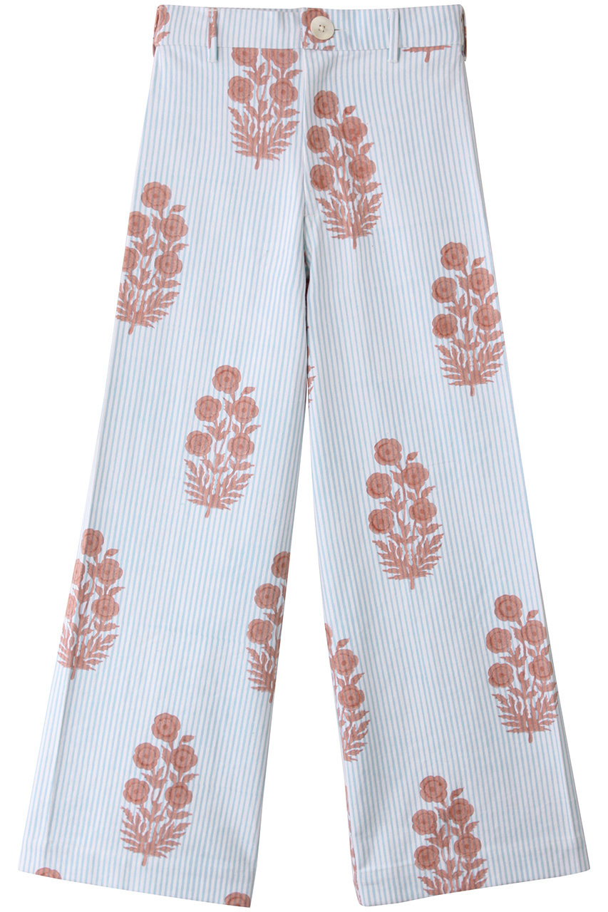 SZ BLOCKPRINTS DISCO PANTS POPPY ON THIN STRIPE ワイドパンツ (ライトブルー, XS) エスゼット ブロックプリント ELLE SHOP SZ BLOCKPRINTS DISCO PANTS POPPY ON THIN STRIPE ワイドパンツ (ライトブルー, XS) エスゼット ブロックプリント ELLE SHOP