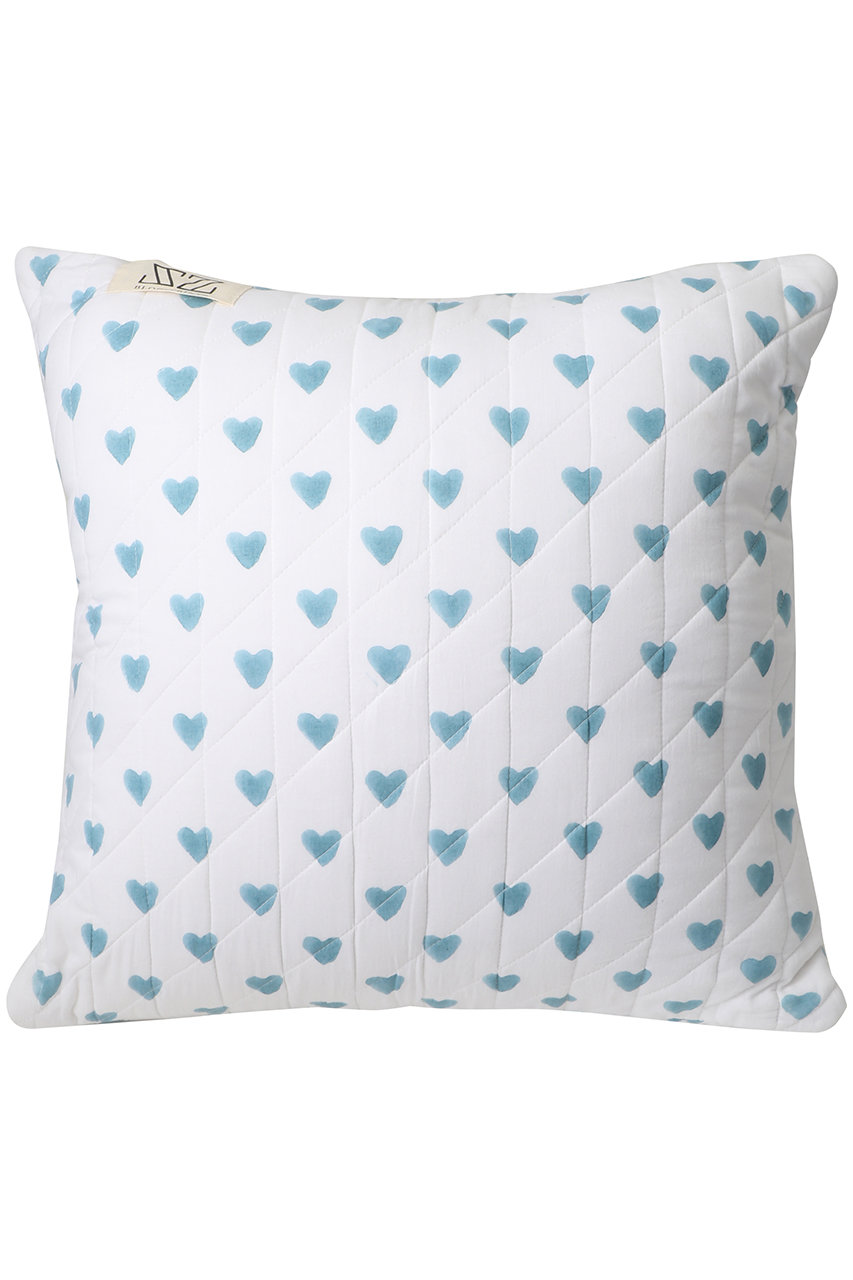 エスゼット ブロックプリント/SZ BLOCKPRINTSのQUILTED CUSHION COVER キルティングクッションカバー（45×45cm）(ライトブルー（HEART）/4255400025)