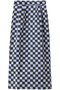CANVAS SKIRT DOUBLE CHECK キャンバススカート エスゼット ブロックプリント/SZ BLOCKPRINTS ブルー