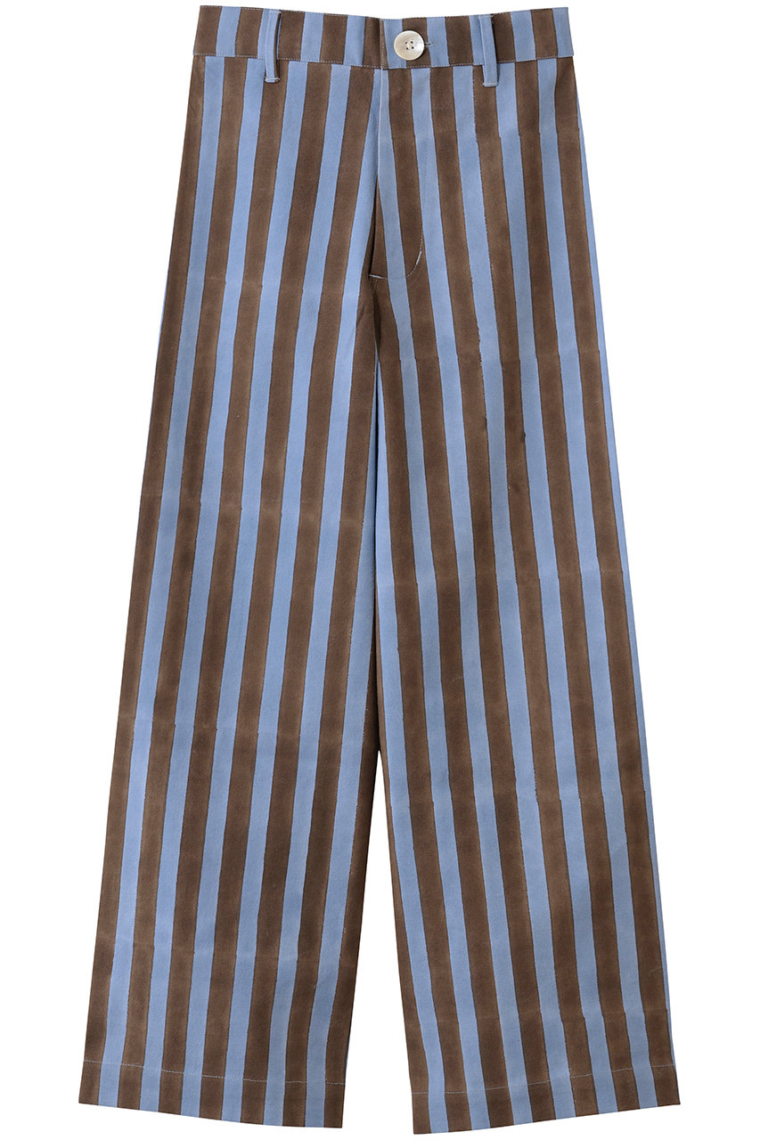 SZ BLOCKPRINTS DISCO PANTS DOUBLE THICK STRIPE ワイドパンツ (パープル, S) エスゼット ブロックプリント ELLE SHOP
