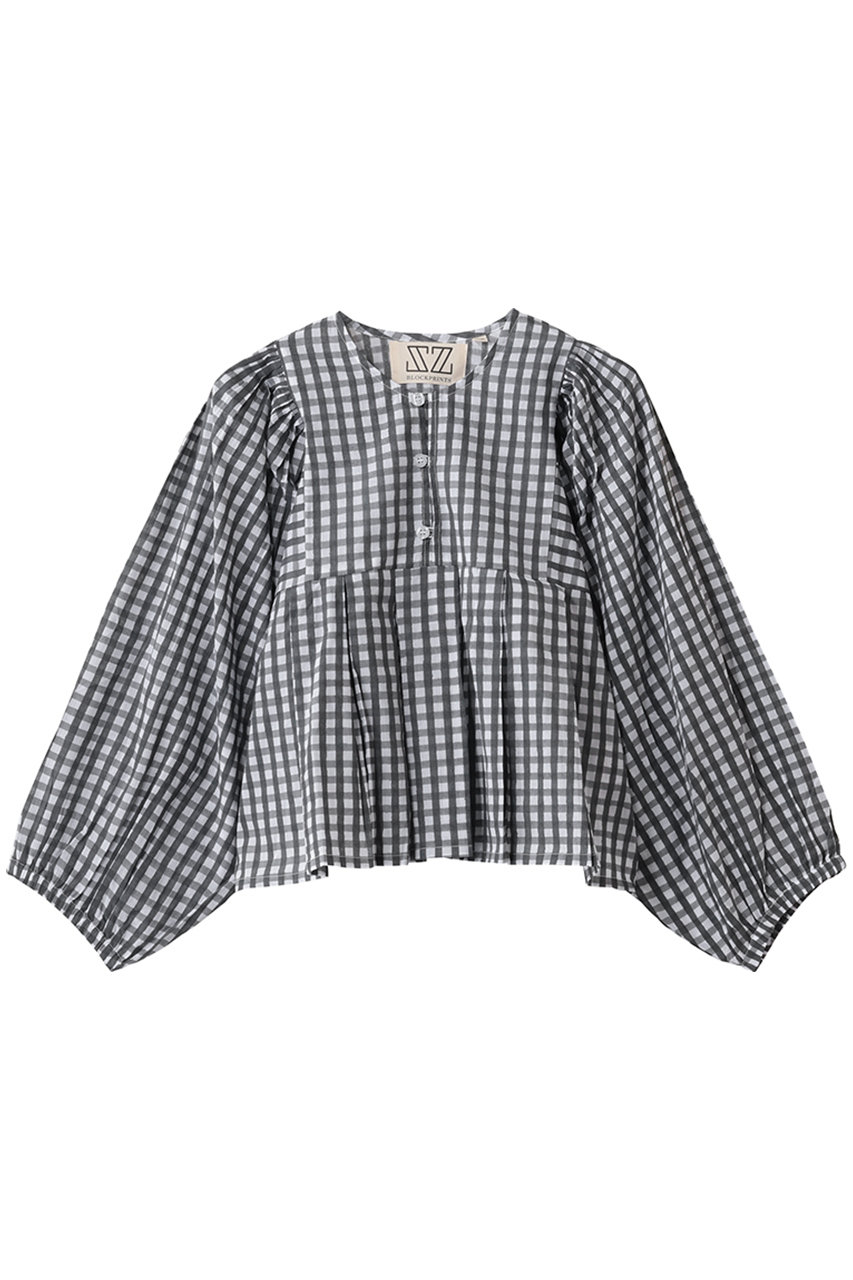 エスゼット ブロックプリント/SZ BLOCKPRINTSのEVA TOP GINGHAM ブラウス(ブラック/4310700021)