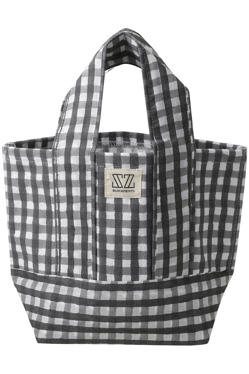 SZ BLOCKPRINTS MINI MAINE TOTE GINGHAM トートバッグ (ブラック, F) エスゼット ブロックプリント ELLE SHOP