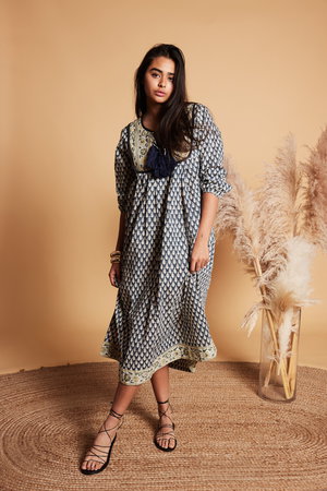 エスゼット ブロックプリント/SZ BLOCKPRINTSのKITTY DRESS REVERSED タッセル付きドレス(110500/110502)