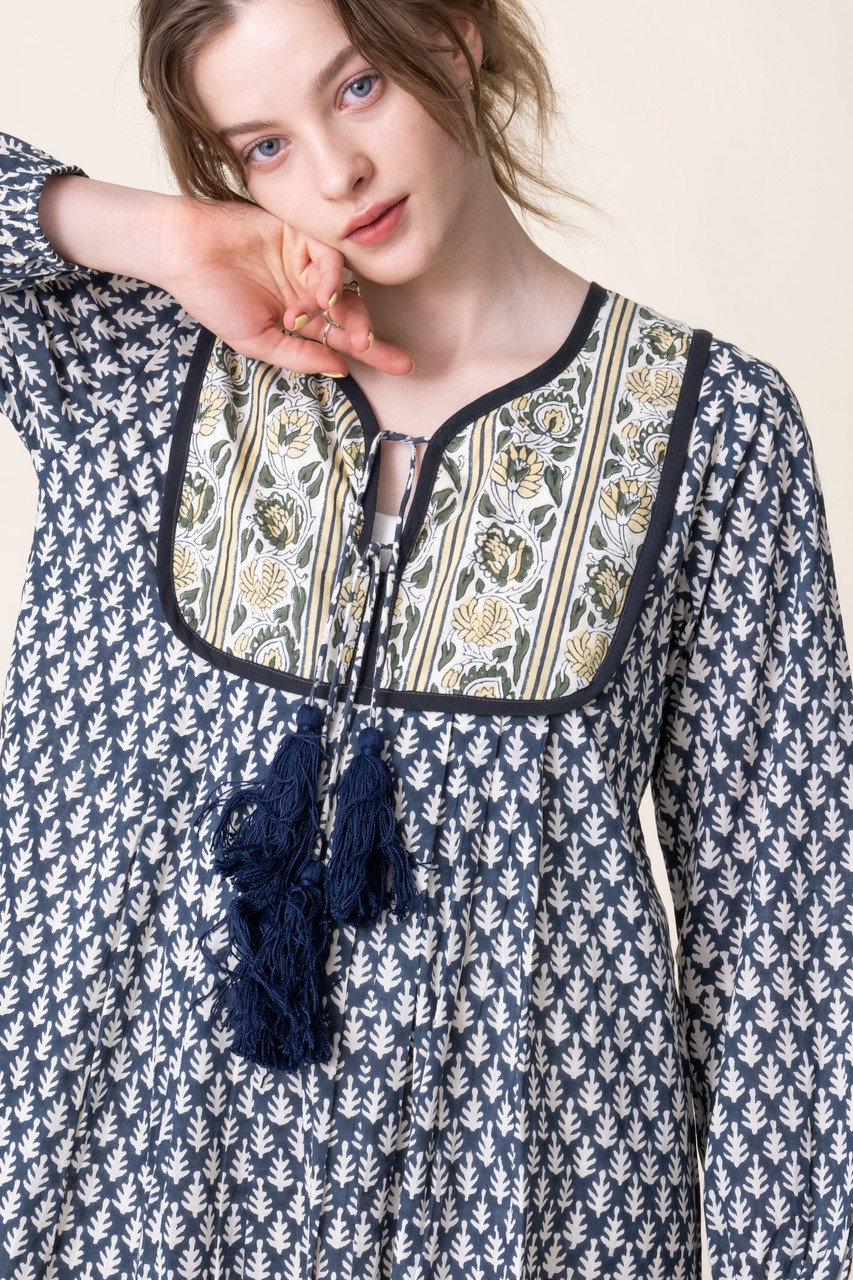 エスゼットブロックプリント　kitty dress S コーンフラワー SZ BLOCKPRINTS(エスゼット ブロックプリント)｜KITTY DRESS REVERSED