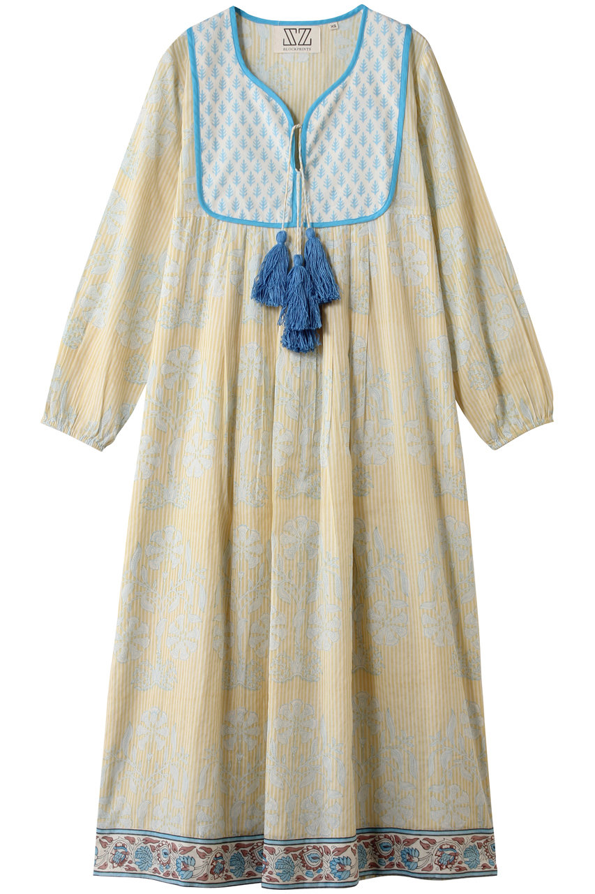 エスゼット ブロックプリント/SZ BLOCKPRINTSのKITTY DRESS VINE タッセル付きドレス(イエロー/4310300014)