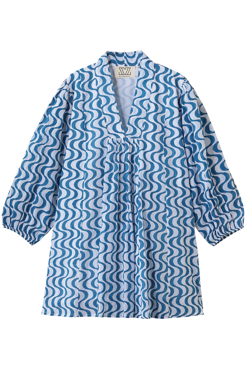 エスゼット ブロックプリント/SZ BLOCKPRINTSのLARA DRESS WAVY チュニックドレス(ブルー/4310300139)