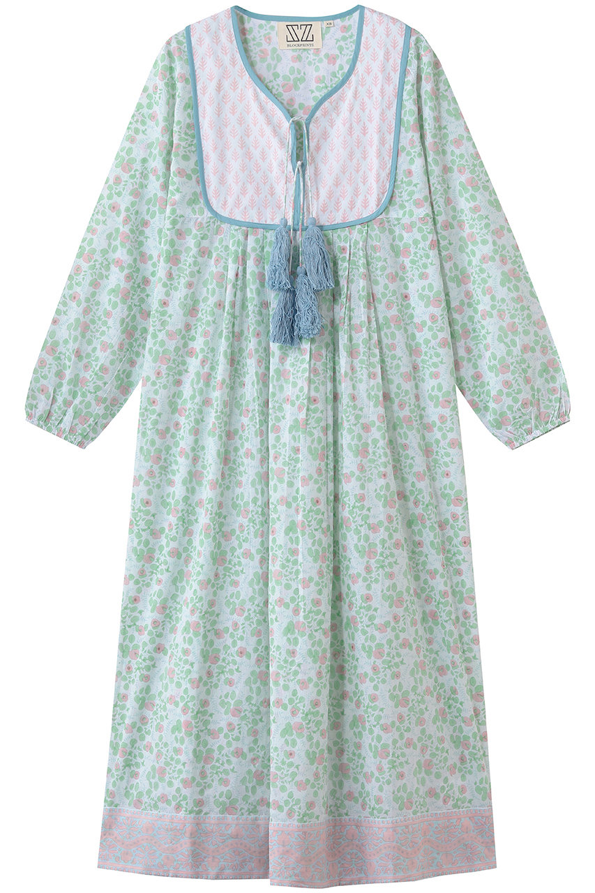 エスゼット ブロックプリント/SZ BLOCKPRINTSのKITTY DRESS BLUEBERRY タッセル付きドレス(ライトグリーン/4310300147)