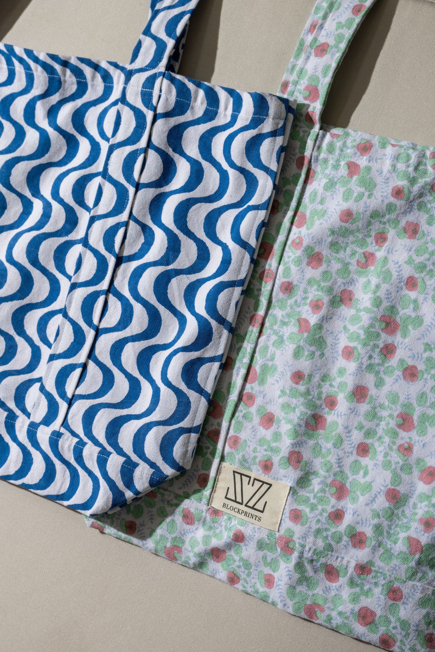 SZ BLOCKPRINTS(エスゼット ブロックプリント)｜MEDIUM TOTE BLUEBERRY