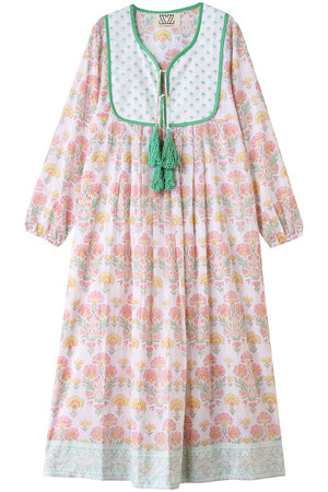 エスゼット ブロックプリント/SZ BLOCKPRINTSのKITTY DRESS GERANIUM タッセル付きドレス(110500/110502)
