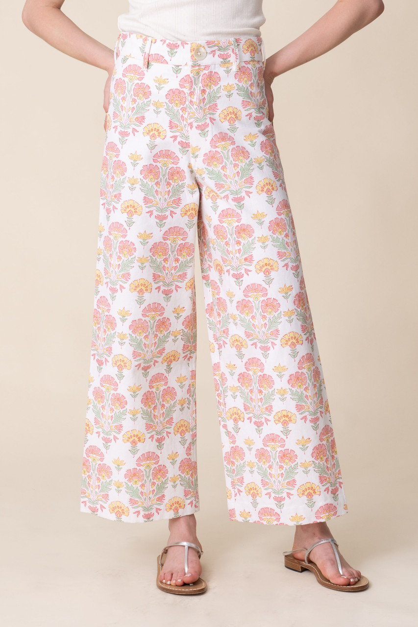 SZ Blockprintsフラワープリント コットン ディスコパンツ SZ BLOCKPRINTS(エスゼット ブロックプリント)｜DISCO PANTS GERANIUM
