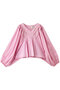SAI TOP ROSE QUARTZ Vネックボリュームトップス エスゼット ブロックプリント/SZ BLOCKPRINTS ピンク
