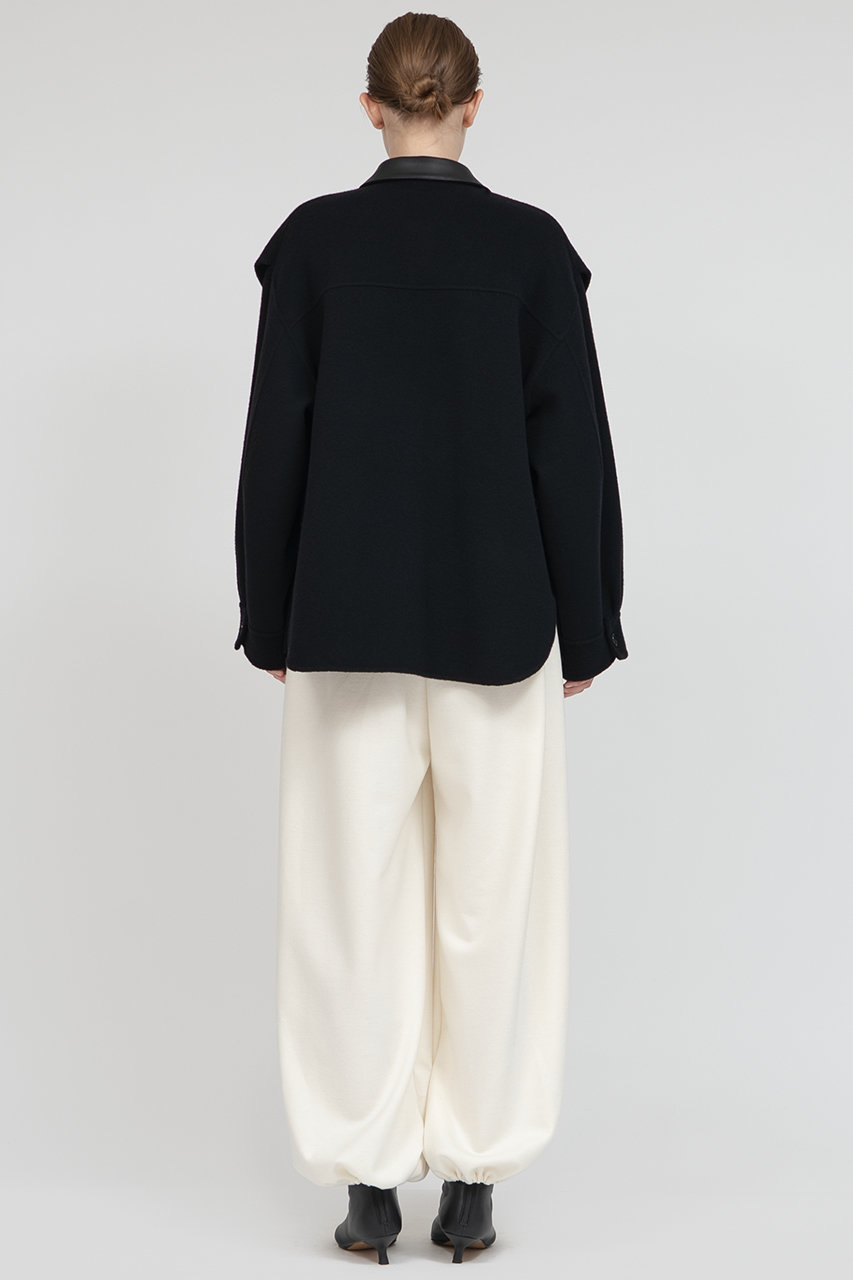 IIROT(イロット)｜ダブル クロス ウール シャツ ジャケット/ブラック