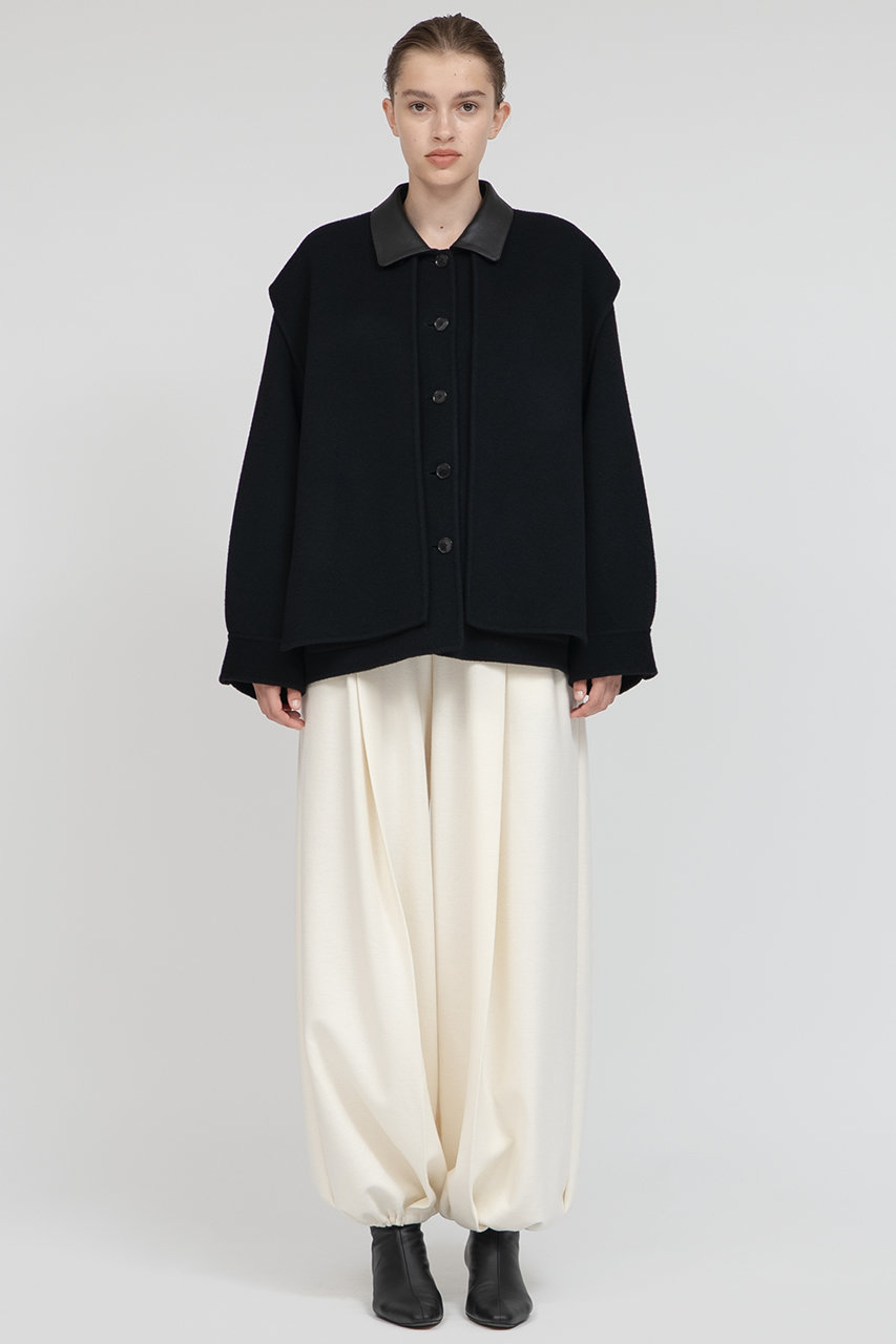 IIROT(イロット)｜ダブル クロス ウール シャツ ジャケット/ブラック