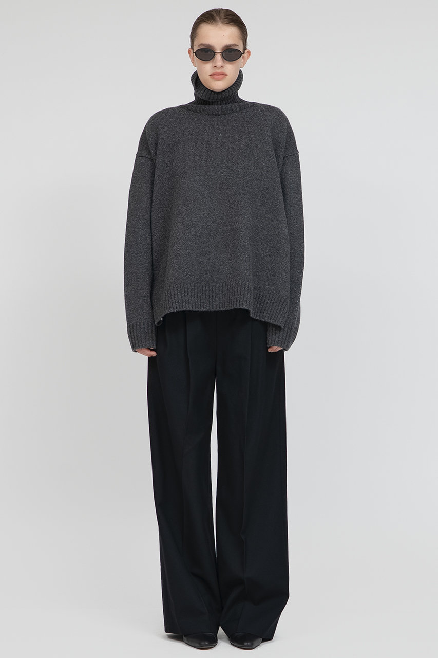 IIROT(イロット)｜Tasmania ラム タートル ニット/グレー の通販