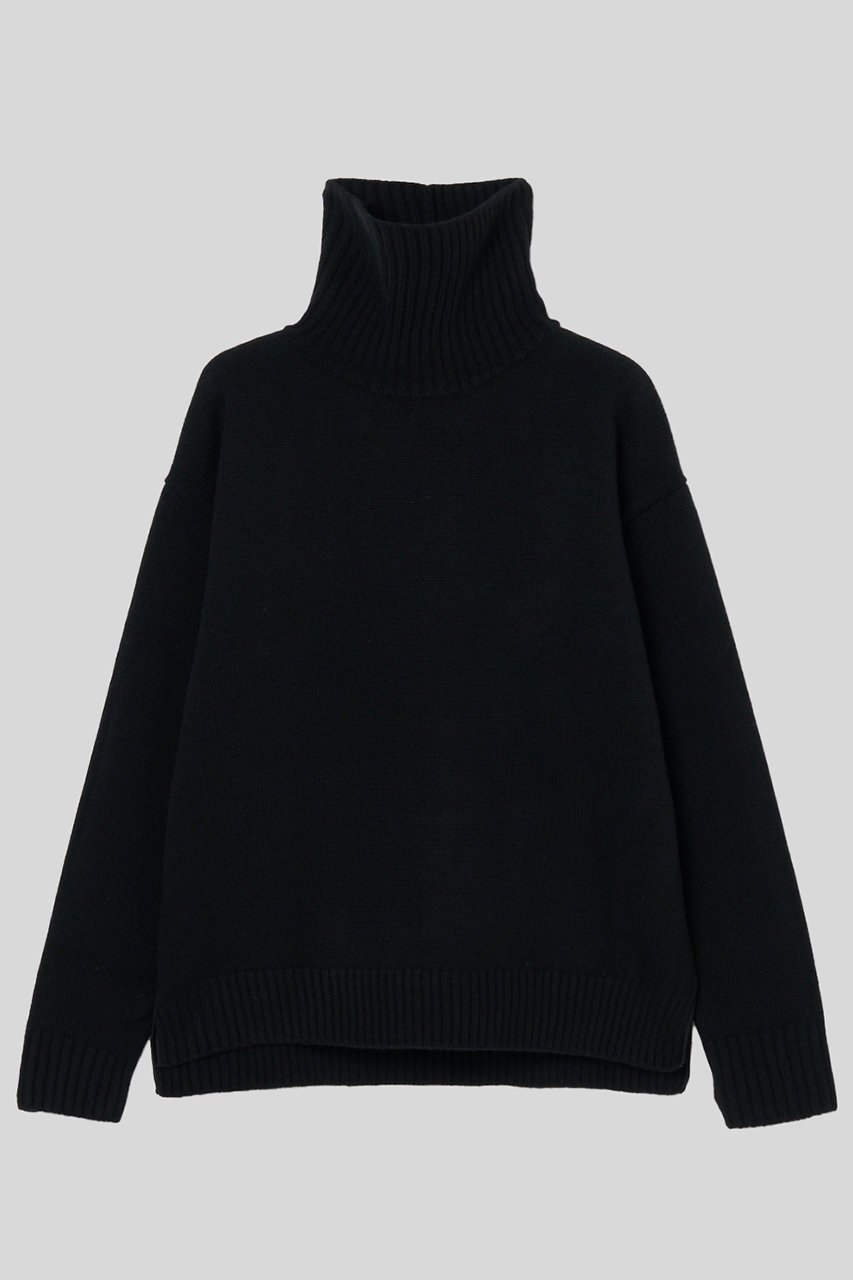 イロット/IIROTのTasmania ラム タートル ニット(ブラック/032-025-KT008)