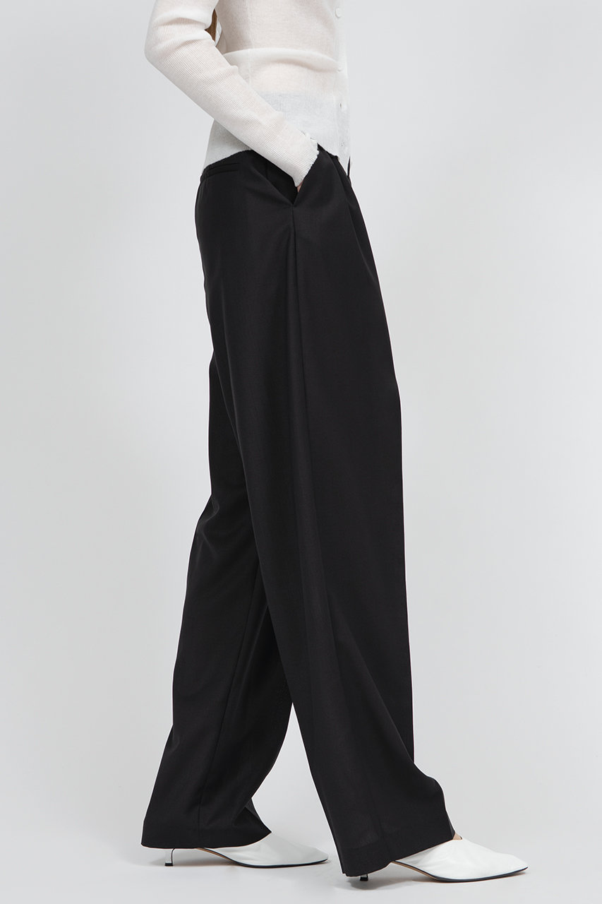 IIROT(イロット)｜Tetoron Wool tropical タックパンツ/ブラック の