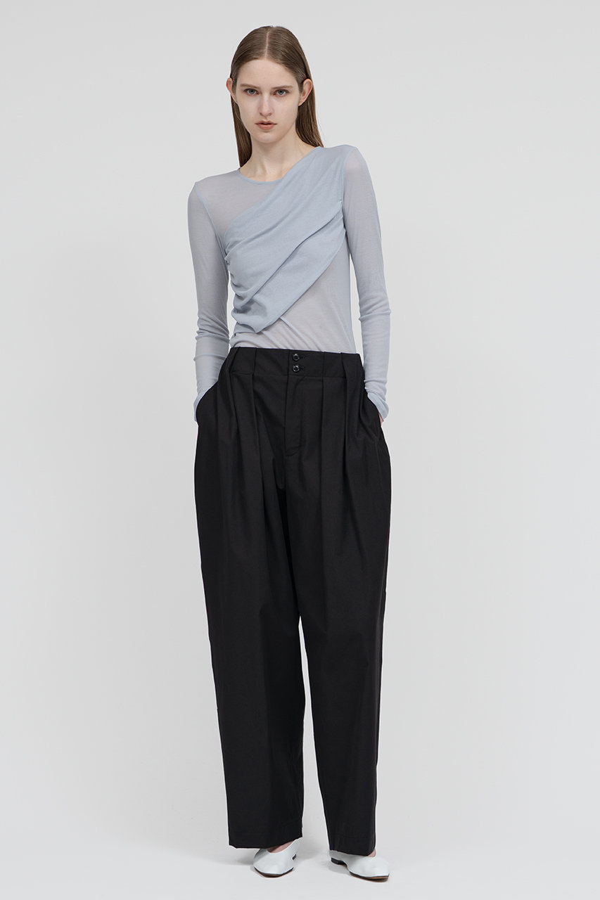 IIROT(イロット)｜organic cotton tuck パンツ/ブラック の通販