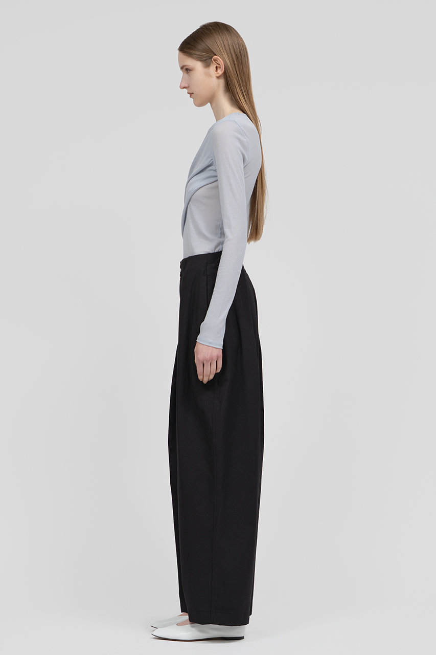 IIROT パンツ IIROT(イロット)｜organic cotton tuck パンツ/ブラック の通販