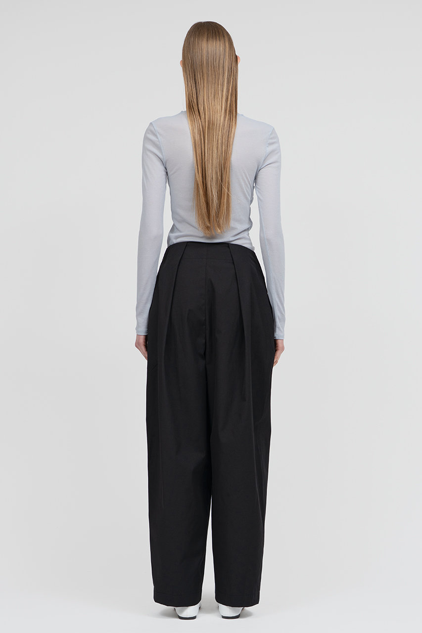 IIROT(イロット)｜organic cotton tuck パンツ/ブラック の通販