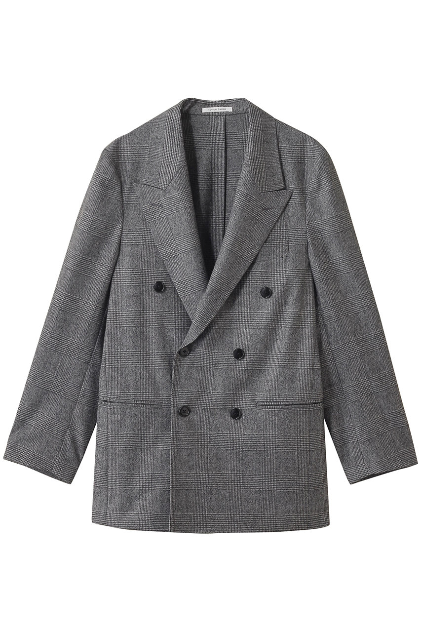 COUTURE D'ADAM グレンチェックダブルジャケット (グレー, 38) クチュール ド アダム ELLE SHOP COUTURE D'ADAM グレンチェックダブルジャケット (グレー, 38) クチュール ド アダム ELLE SHOP