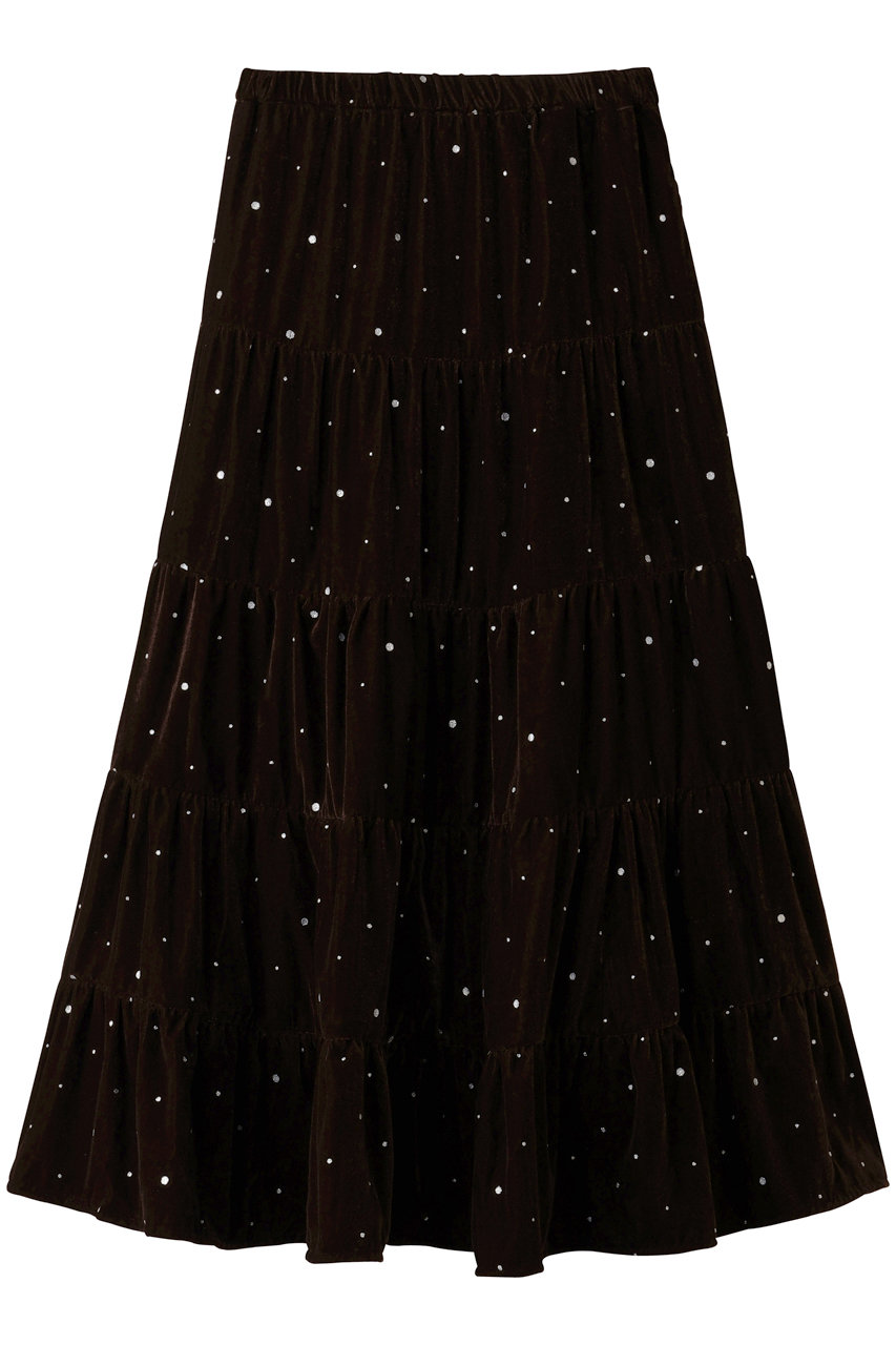 クチュール ド アダム/COUTURE D'ADAMのグリッターベルベットティアードスカート(ブラウン/25AW-225)