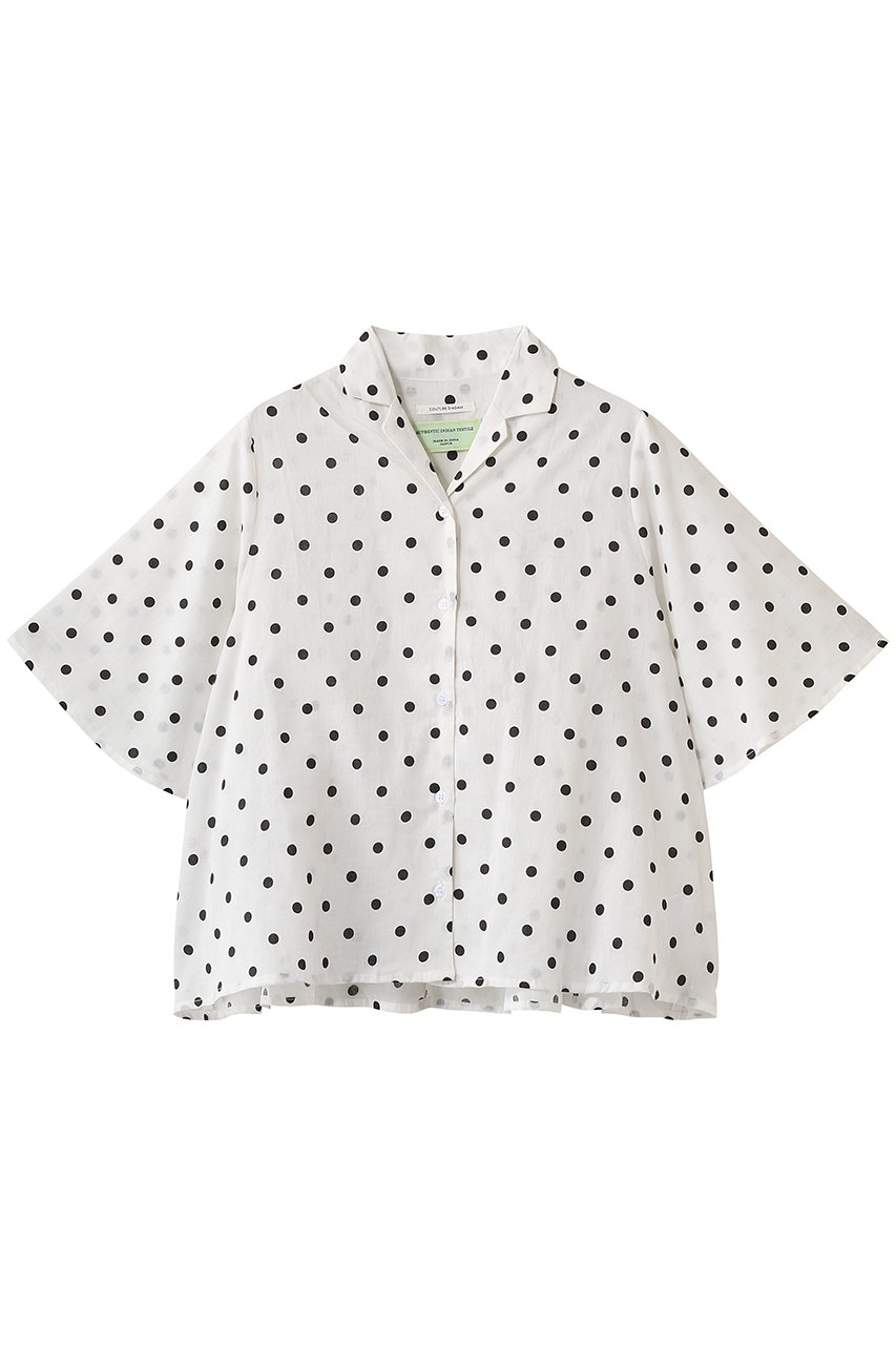 クチュール ド アダム/COUTURE D'ADAMのポルカドットオープンカラーシャツ(ホワイト×ブラック/26SS-267)