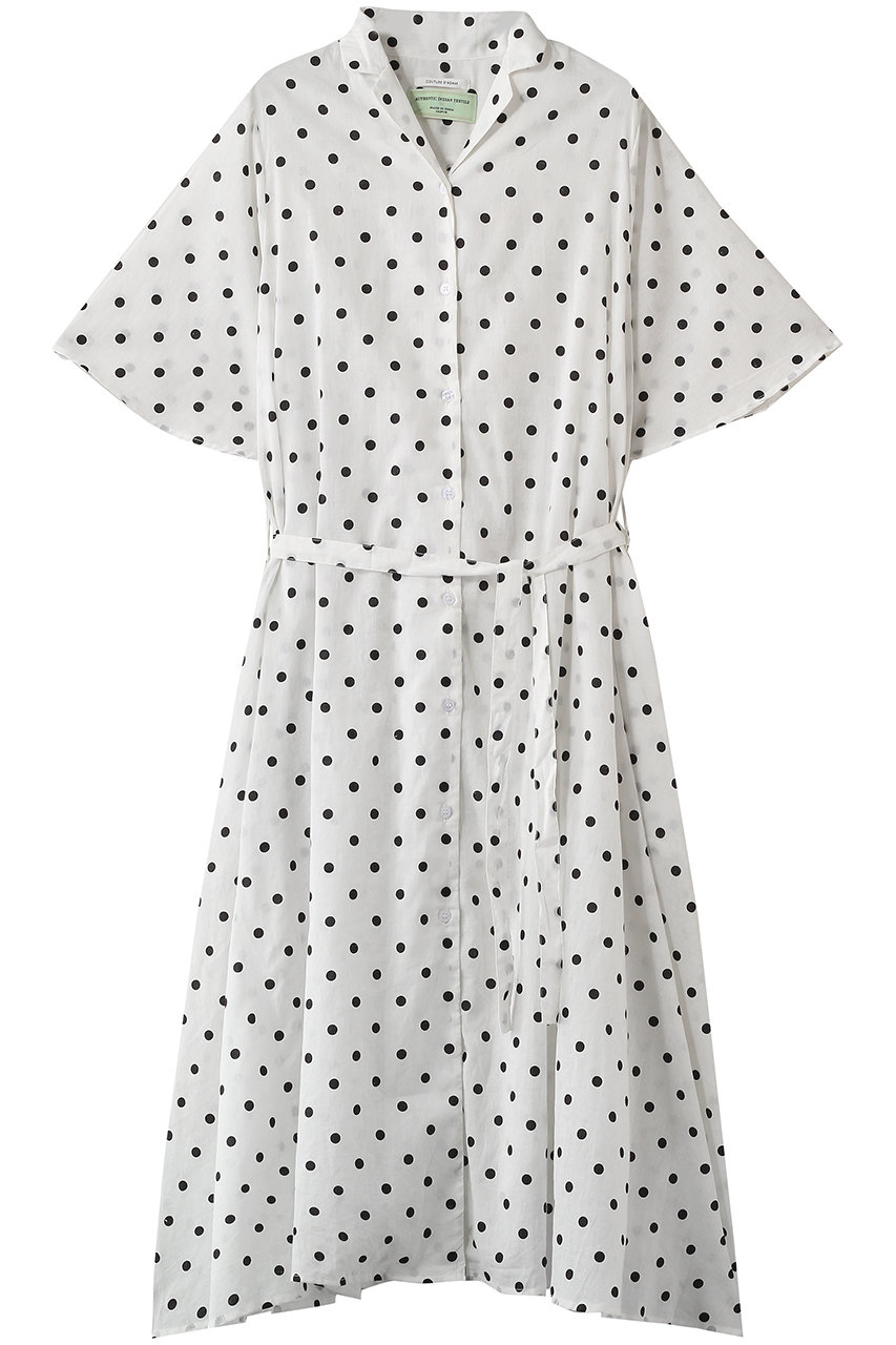 クチュール ド アダム/COUTURE D'ADAMのポルカドットオープンカラードレス(ホワイト×ブラック/26SS-269)