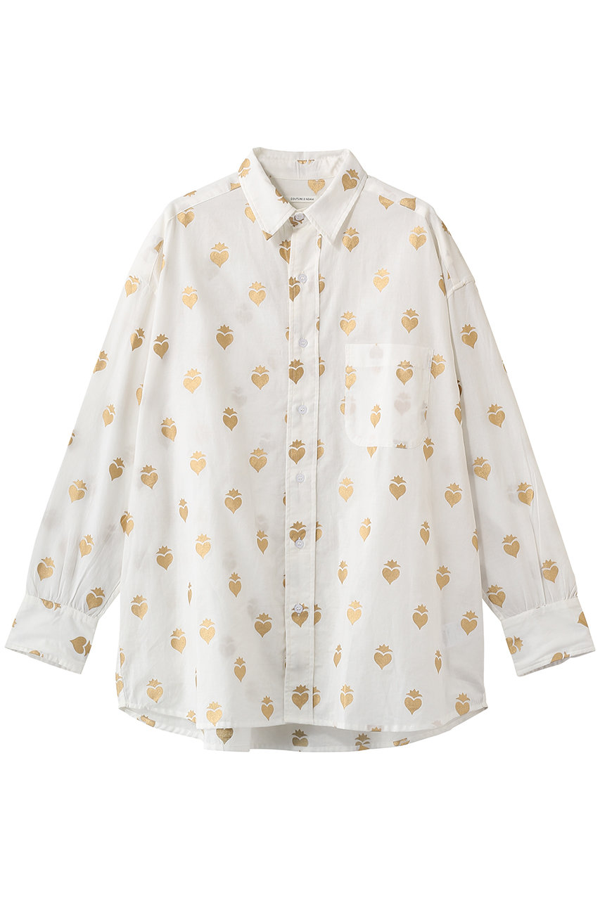 クチュール ド アダム/COUTURE D'ADAMのストロベリーハートビッグシャツ(ホワイト×ゴールド/26SS-231)